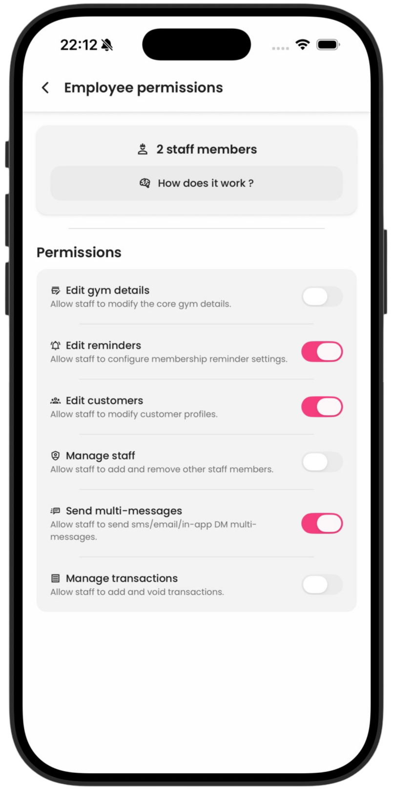 Add staff accounts - with granular permissions screenshot two